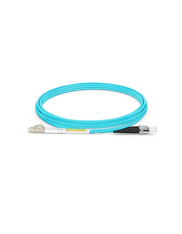 LC to ST UPC Duplex OM3 2.0mm PVC Fiber Patch Cable, 2m