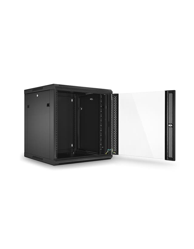 12U GW600-Series 19" 4-Post Wall Mount Cabinet with Glass Front Door