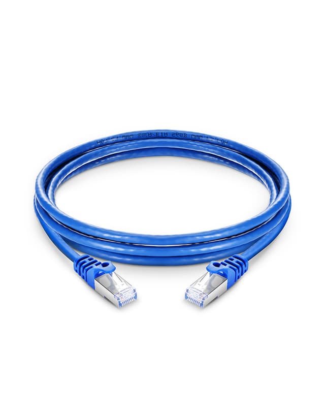 Cat6a Snagless Shielded (SFTP) PVC Blue Patch Cable, 6in