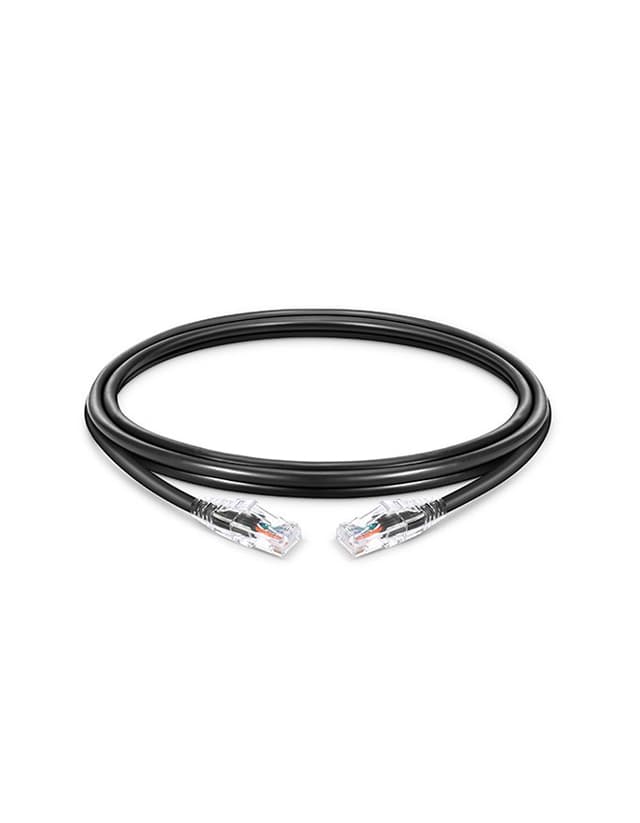 Cat6 Snagless Unshielded (UTP) PVC CM Black Slim Patch Cable, 6in