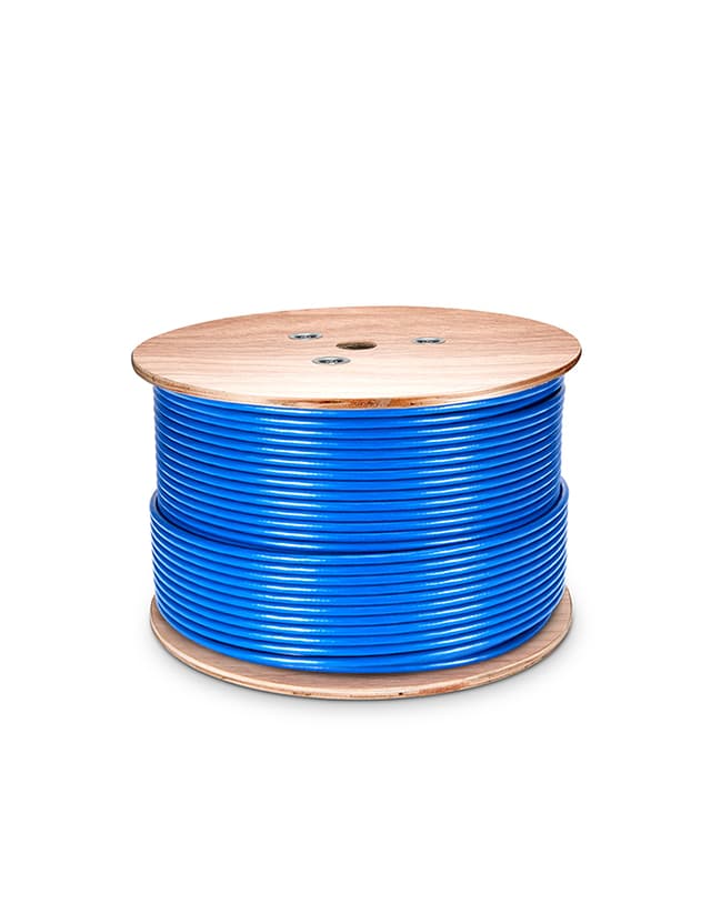 1000ft (305m) Cat6a Shielded and Foiled (SFTP) Solid PVC CMR Blue Bulk Ethernet Cable