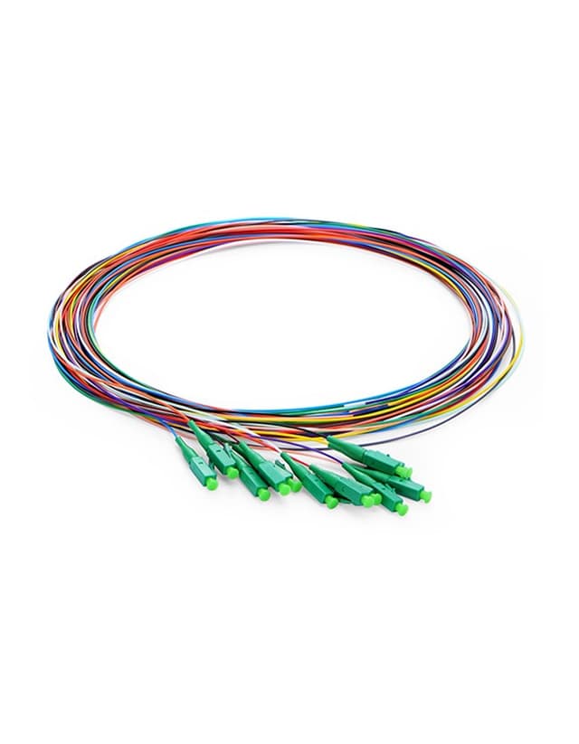 LC APC 12 Fibers OS2 Unjacketed Color-Coded 0.9mm Pigtail, 1m