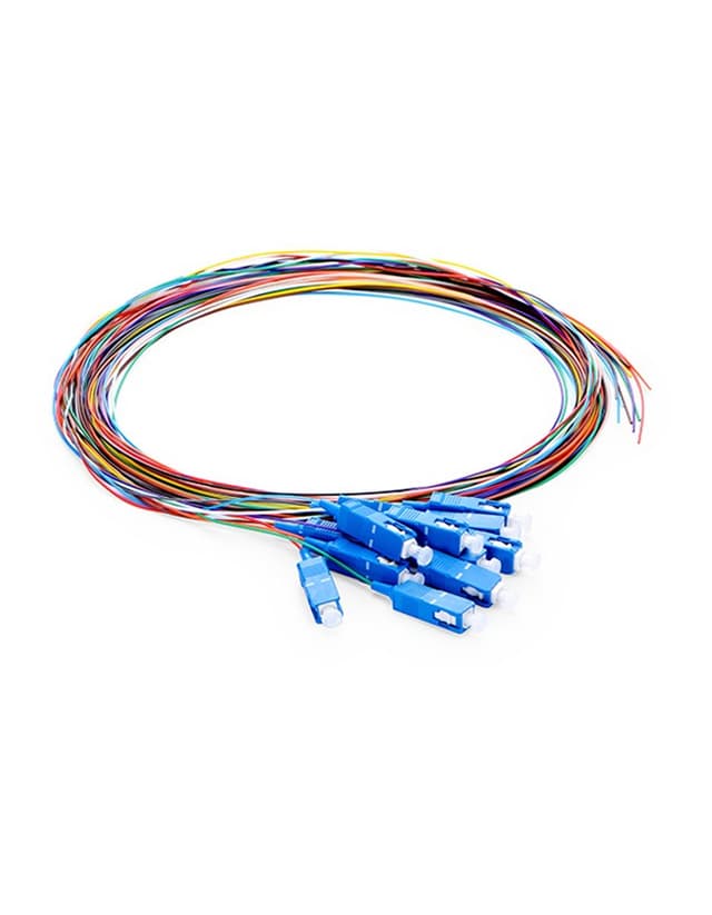SC UPC 12 Fibers OS2 Unjacketed Color-Coded 0.9mm Pigtail, 1m