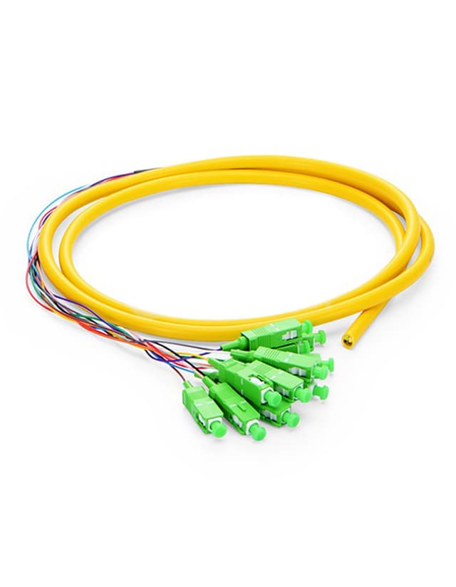 SC APC 12 Fibers OS2 Bunch PVC 0.9mm Pigtail, 1.5m