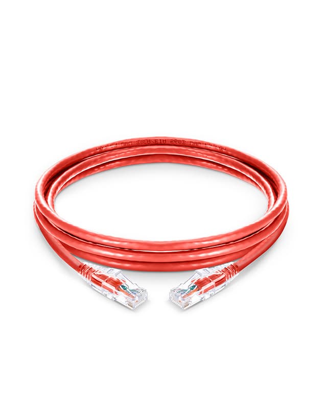 Cat6 Snagless Unshielded (UTP) PVC CM Red Patch Cable, 6in