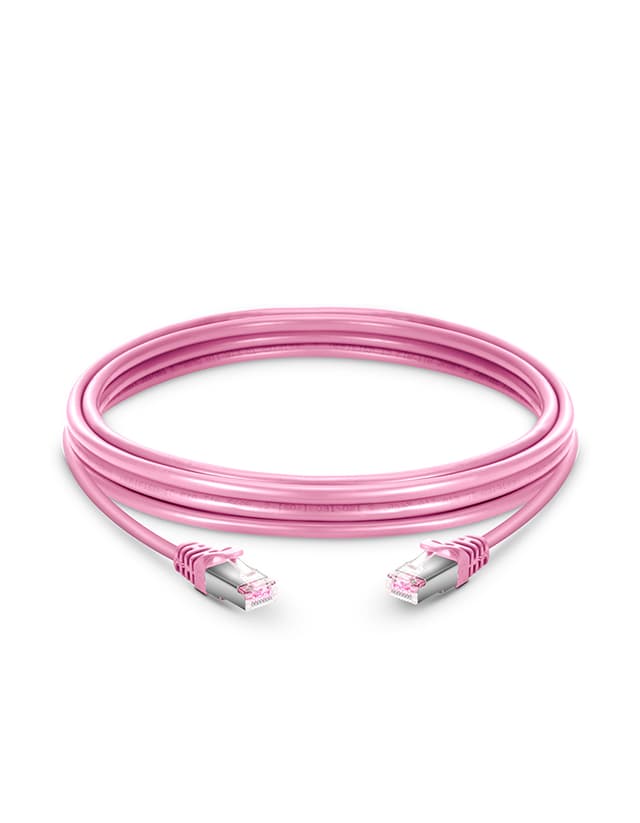 Cat6 Snagless Shielded (SFTP) PVC Pink Patch Cable, 6in