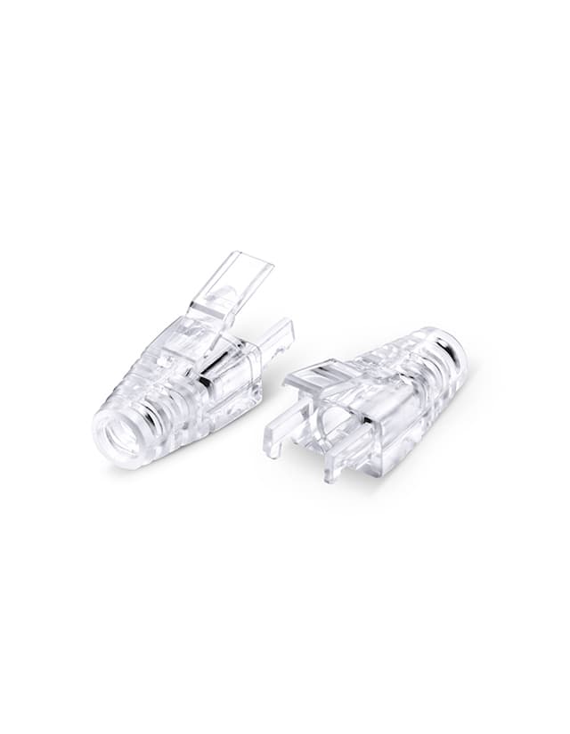 Cat6 UTP RJ45 Snagless Boot Cover for Stranded Cables - Transparent, 50/Pack