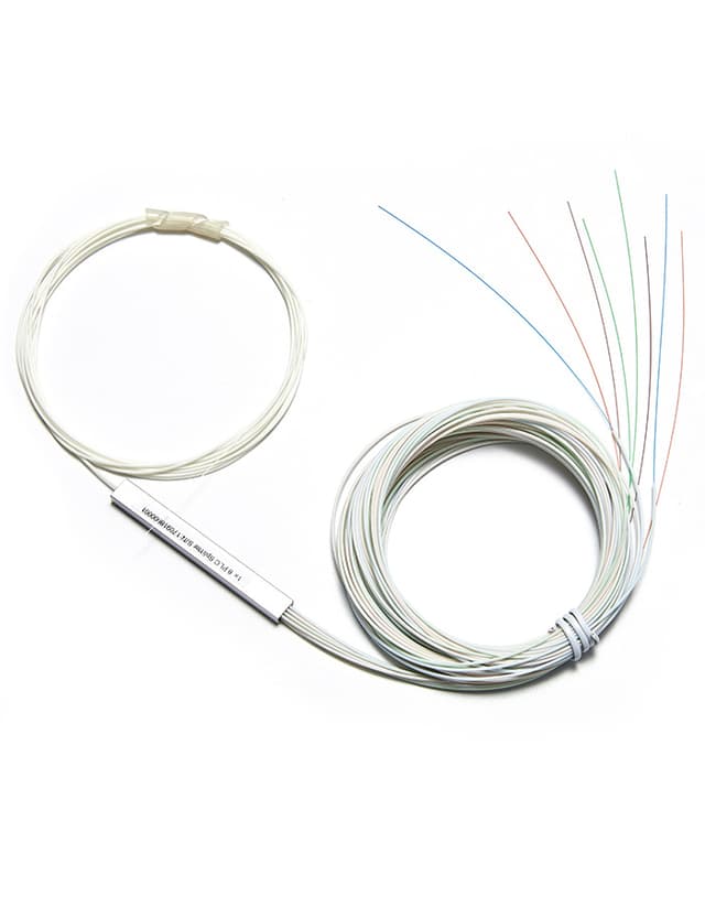 1x8 PLC Fiber Splitter, Steel Tube, Bare Fiber 250μm, No Connector, Singlemode