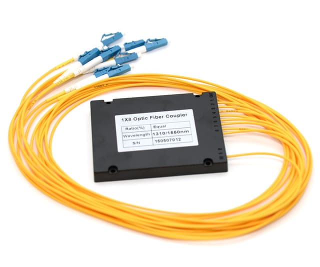 1x8 PLC Fiber Splitter, Splice/Pigtailed ABS Module, 900μm, LC/UPC, Singlemode